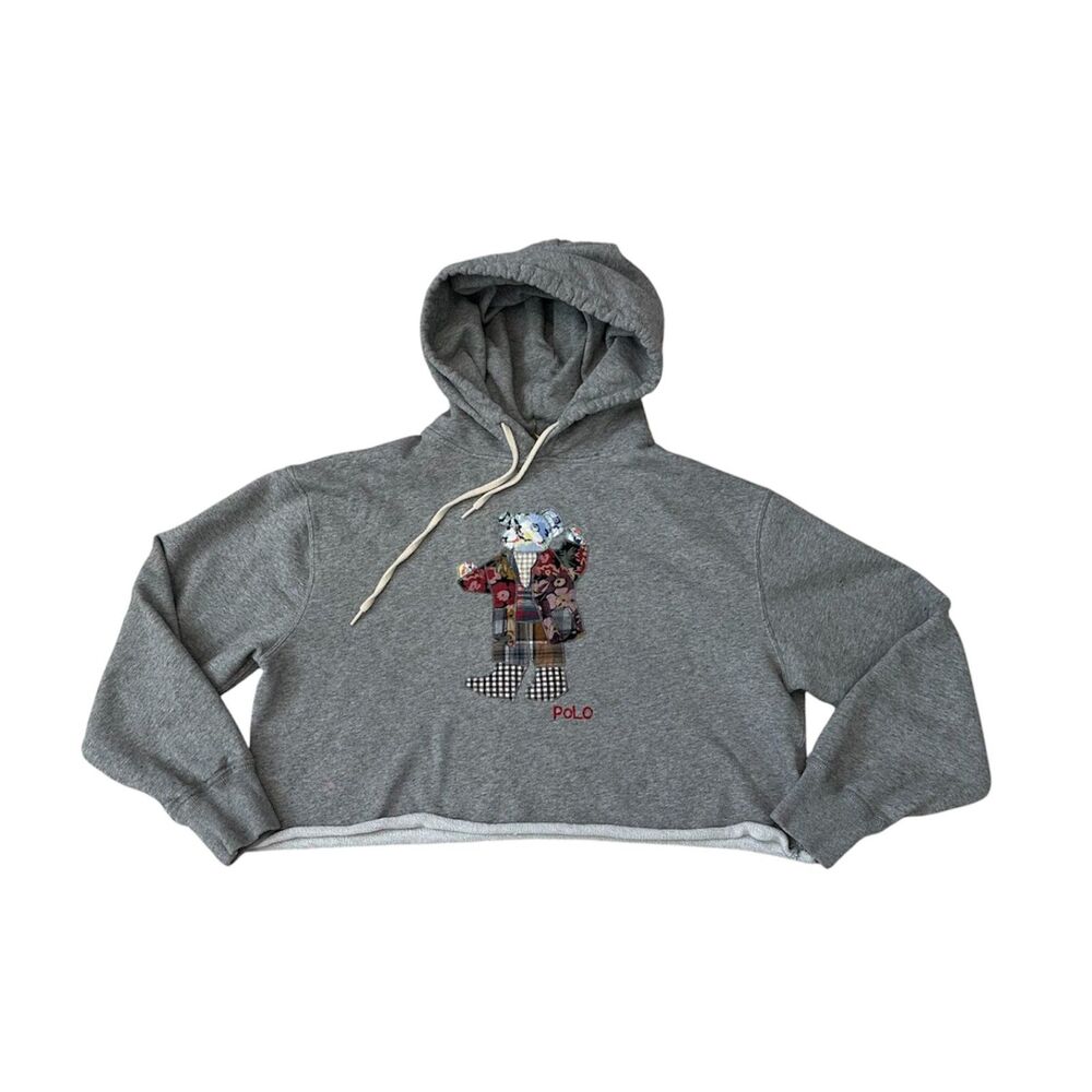 Polo Ralph Lauren Quilted Bear Cropped Hoodie Size M